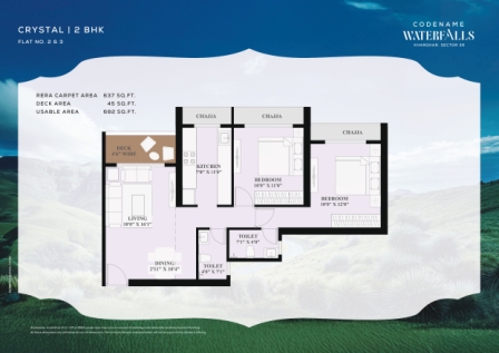 Crystal 2 BHK Unit Plan