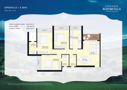 Emerald 3 BHK Unit Plan